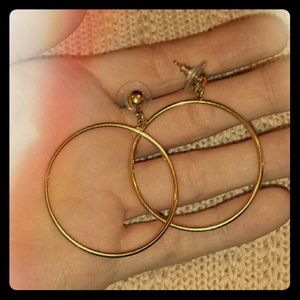 Gold Colored Pierced Hoop Earrings