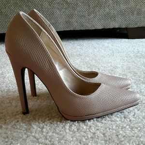 Taupe Snake Skin Pumps
