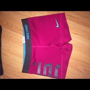 Pink and Teal Nike Pro Shorts