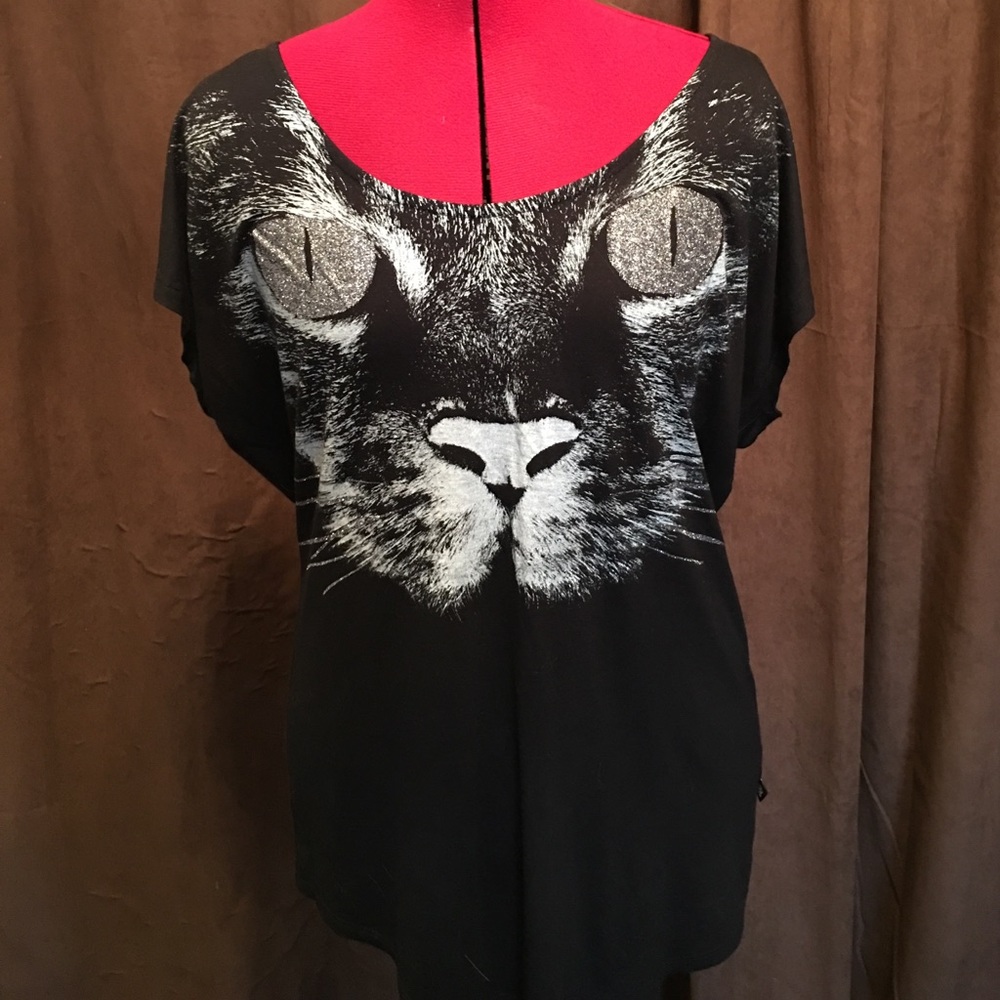 Rock and Republic glitter cat shirt