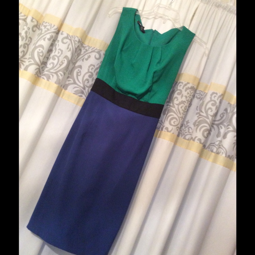 AB Studio green and blue cocktail dress