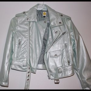 Mint Crop Moto Jacket