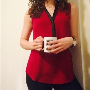 Banana Republic Blouse with Black Leather Trim