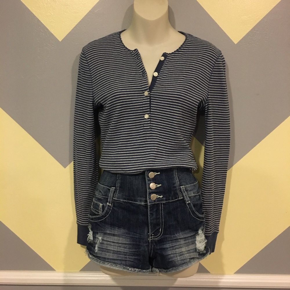 Blue White Striped Henley - Ralph Lauren