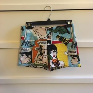 High waisted very stretchy comic book shorts