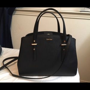 Calvin Klein 3 Compartment Black Purse Satchel
