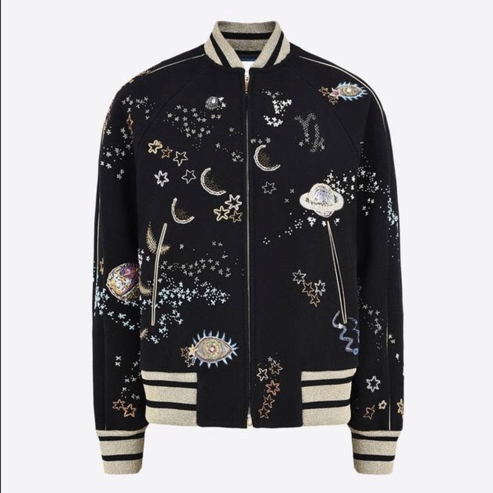 valentino VARSITY JACKET IN EMBROIDERED FELT