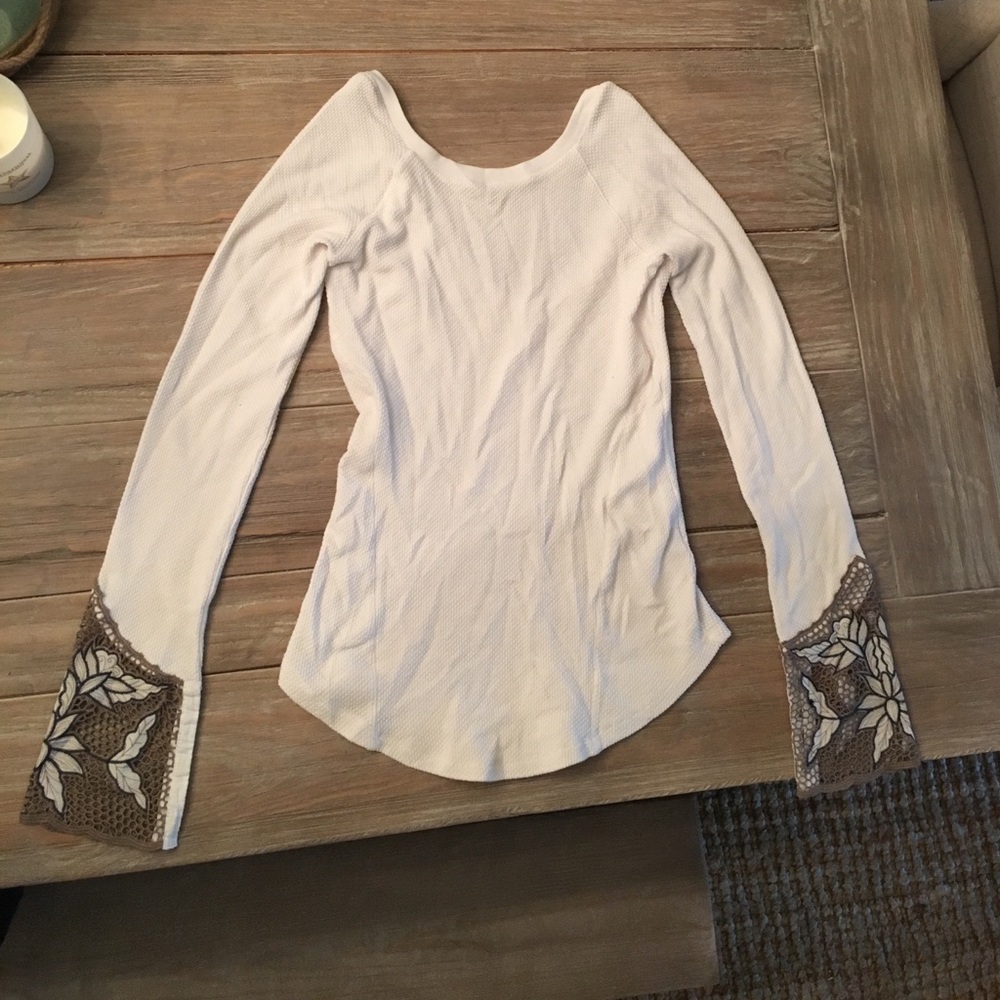 Free people Henley laced long sleeve tee