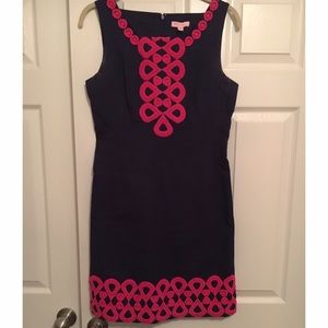 Lilly Pulitzer adelson Navy and Pink Shift Dress