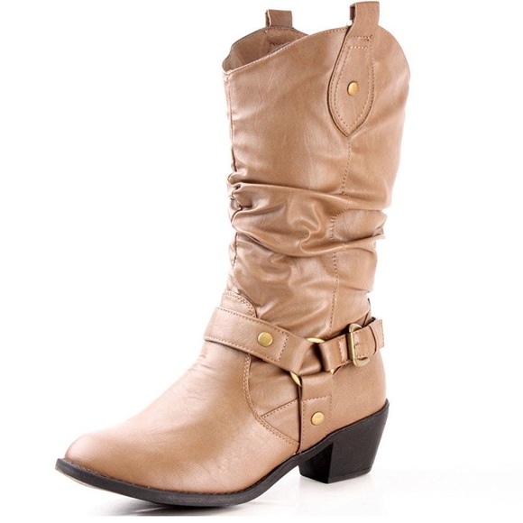Cowboy/Cowgirl Western Slouchy Heeled Boots - Picture 2 of 2