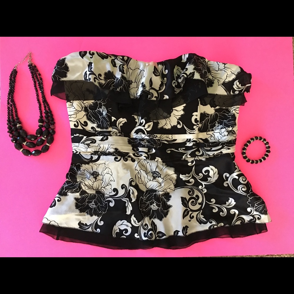 White House Black Market Floral Bustier Size 12
