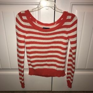 orange and whit stripped sweater