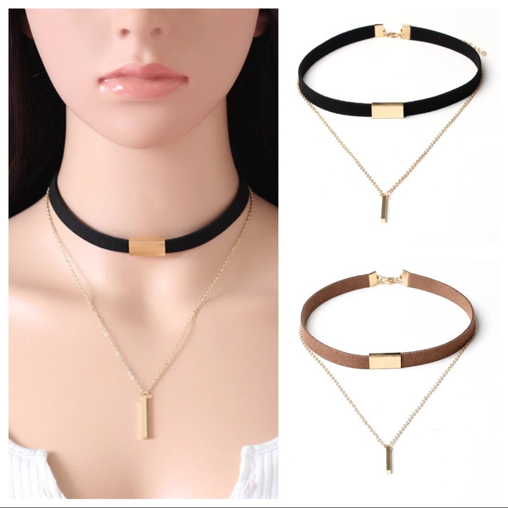 💕2for$10💕 Choker with Bar Pendant Necklace