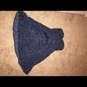 blue dress with pink and cream circles