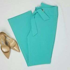 CACHE Aqua Blue Green Dress Pants Front Tie NWT