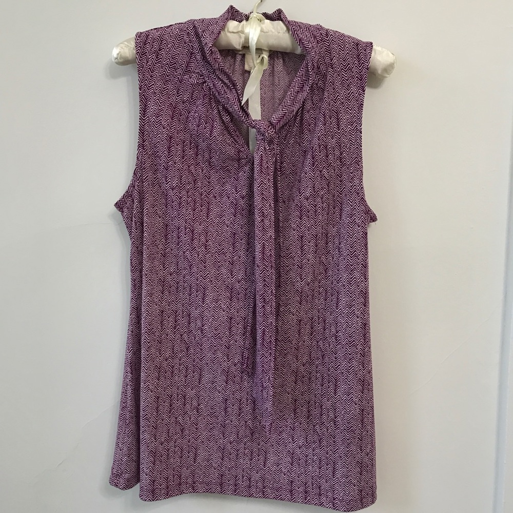 Banana Republic purple & white herringbone blouse