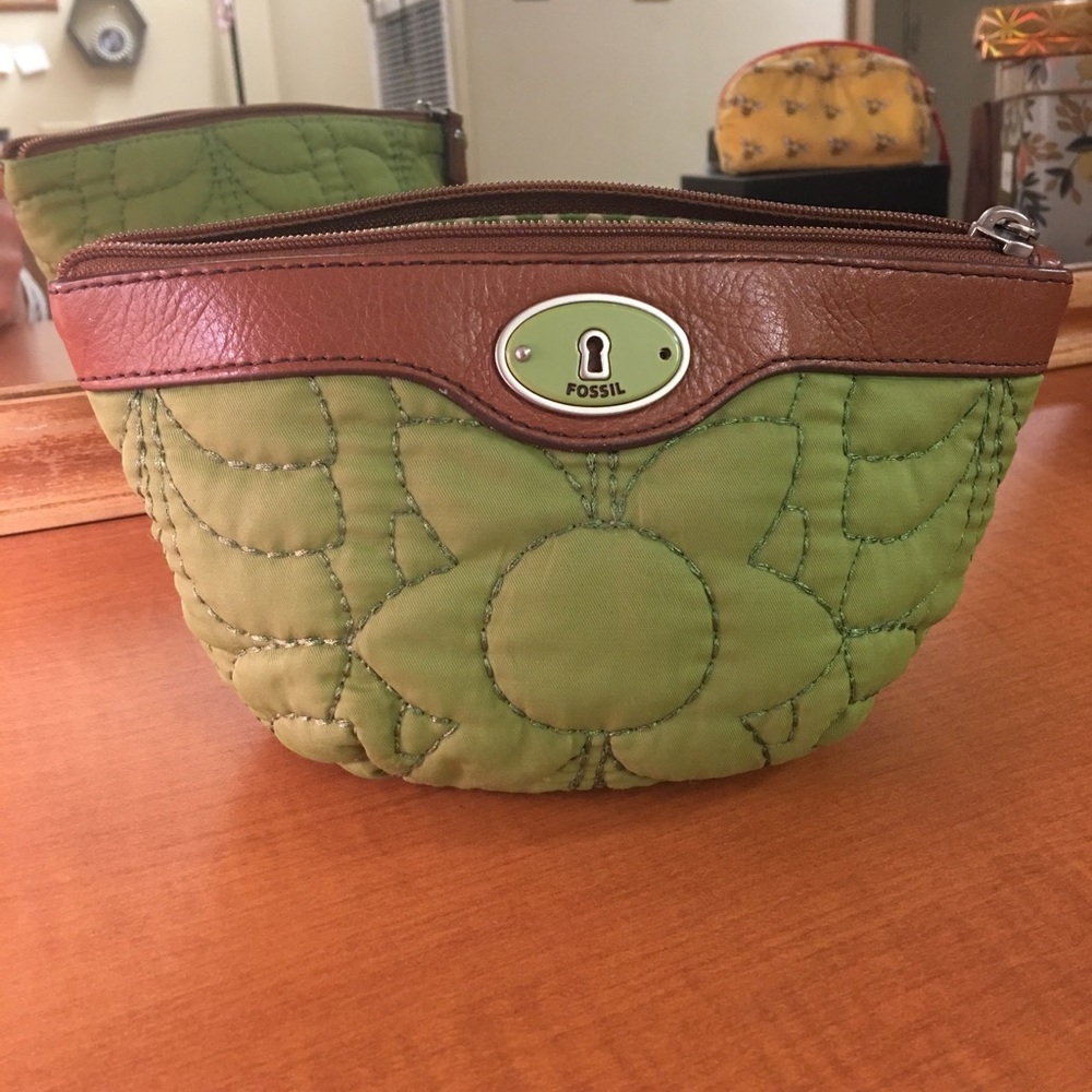 Fossil Green Cosmetic Bag