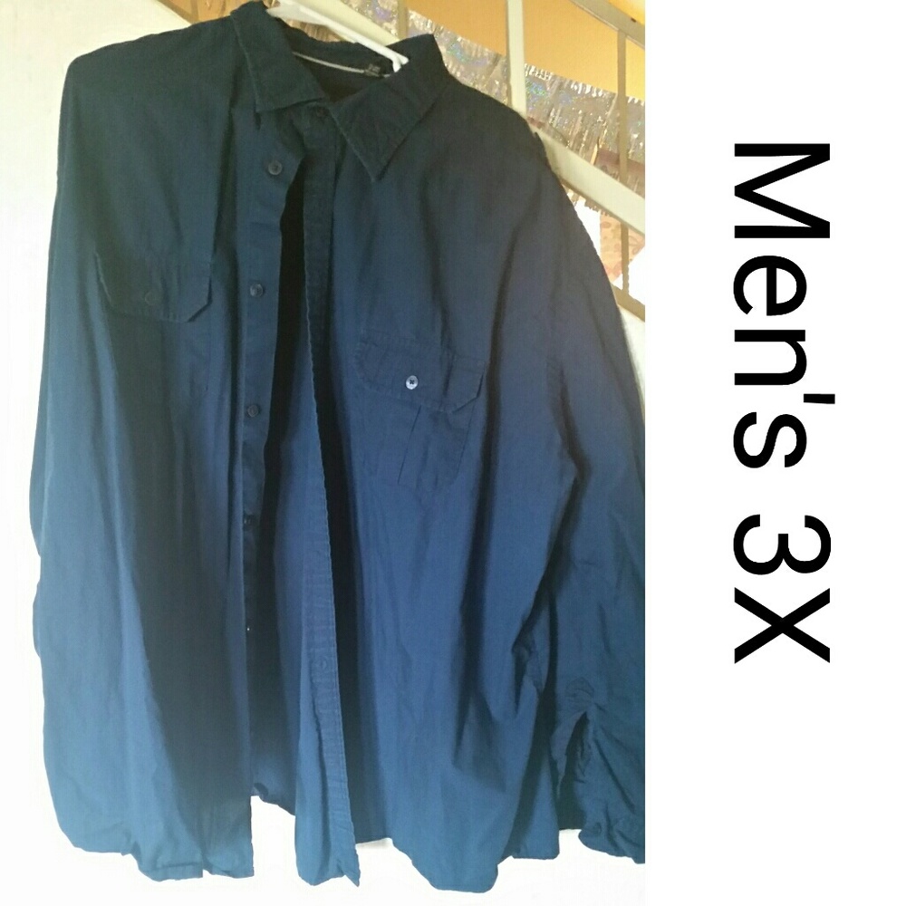 Men's 3X Navy Blue Button Down