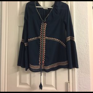 Sheer long sleeve blouse