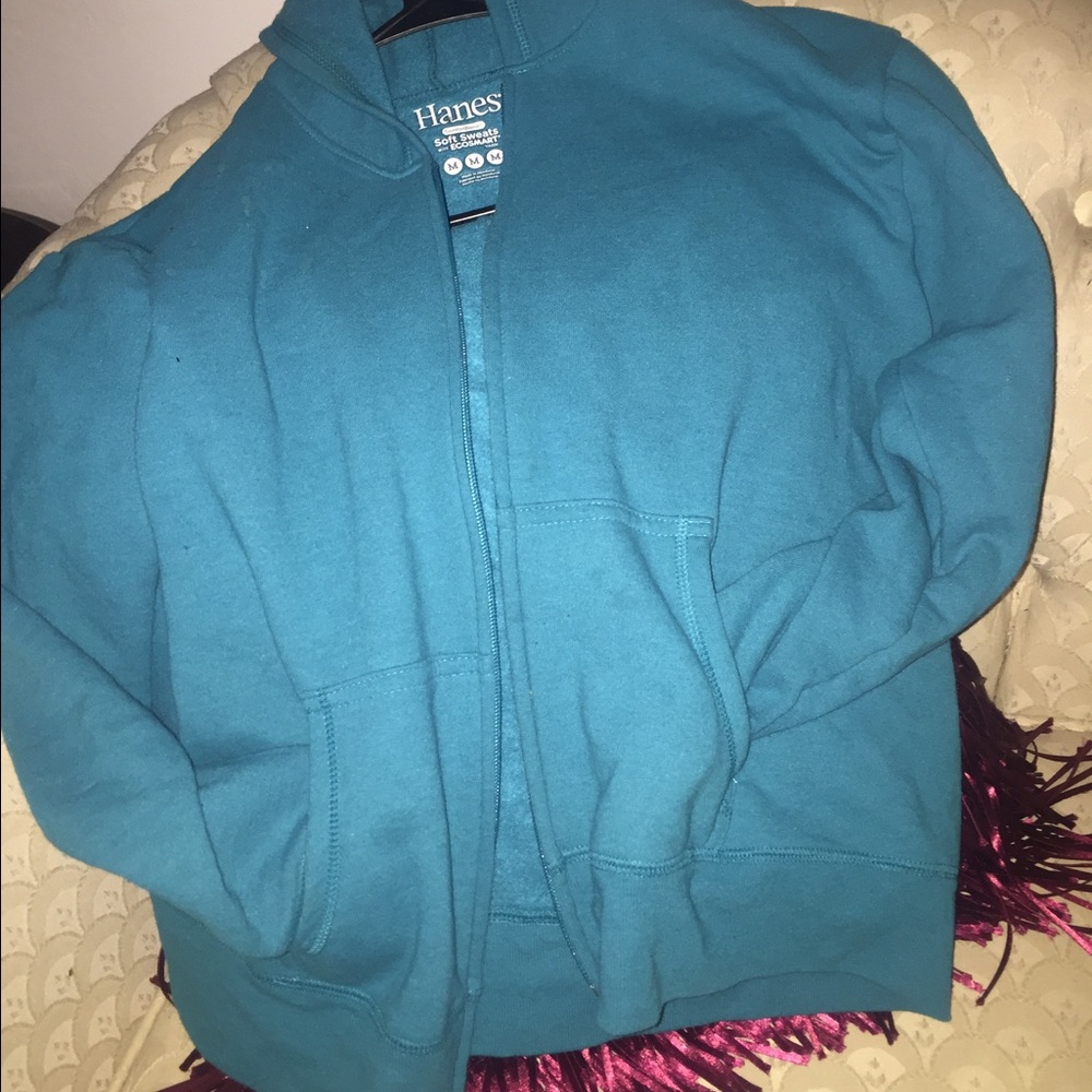 Blue zip up sweater