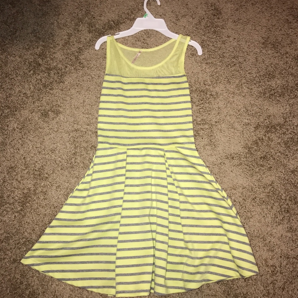 yellow and grey striped dress