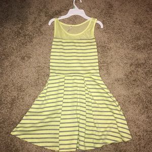 yellow and grey striped dress