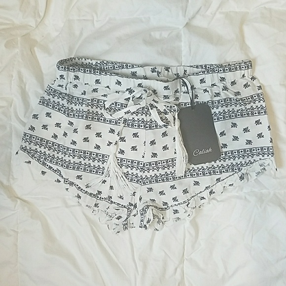 NWT Ruffle Navy White Drawstring Sleep Shorts - Picture 2 of 5