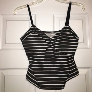 Black and white striped crop top