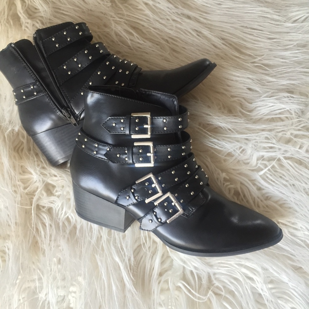 Studded Black Ankle Booties