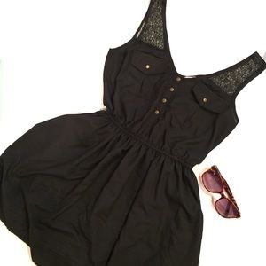 Lace detail black dress