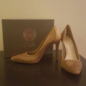 REDUCED Vince Camuto Tan Caila Lazer-Cut Pumps