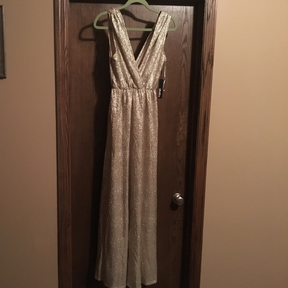 Gold maxi semi formal dress