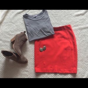 Loft orange red pencil skirt.