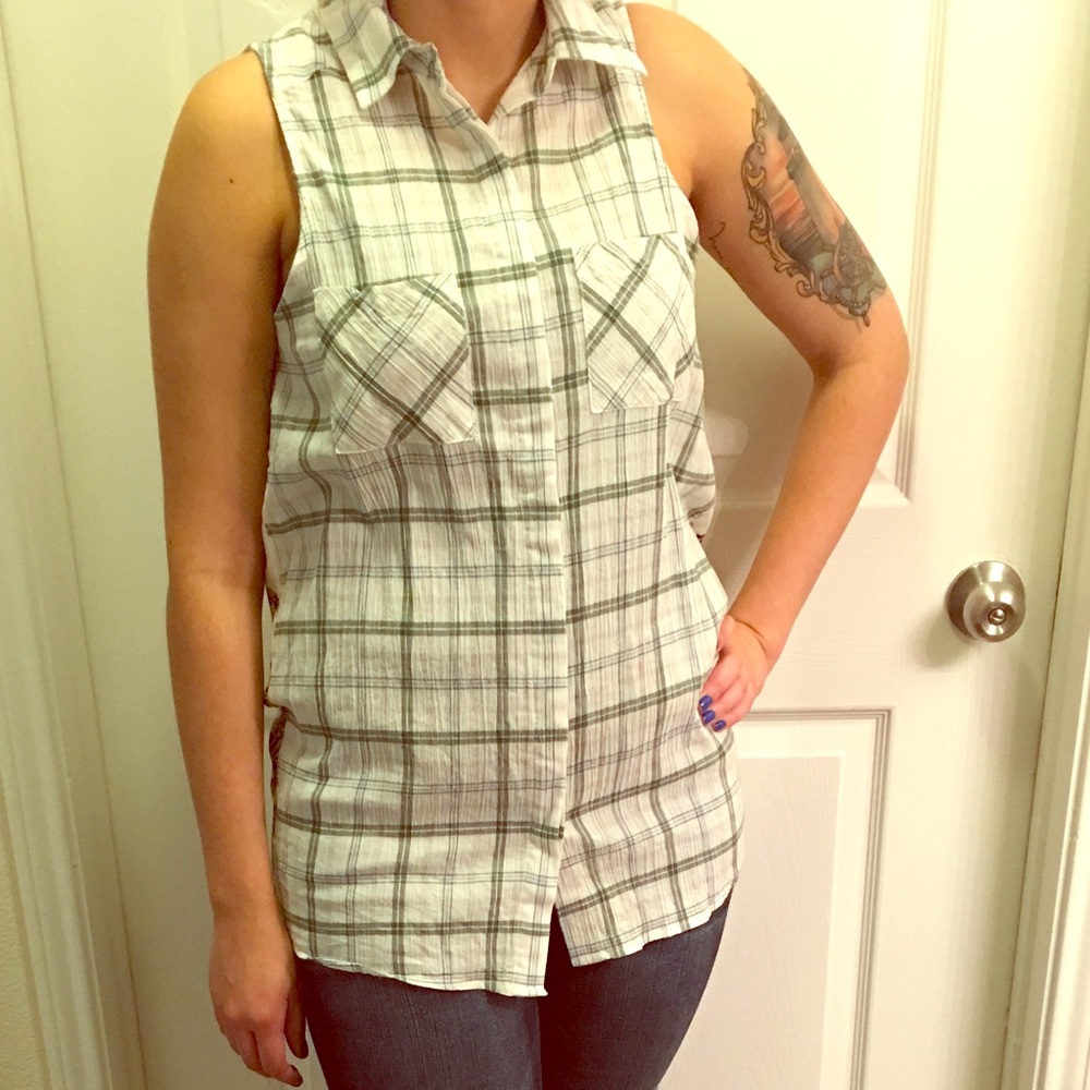 Plaid tank with designed back