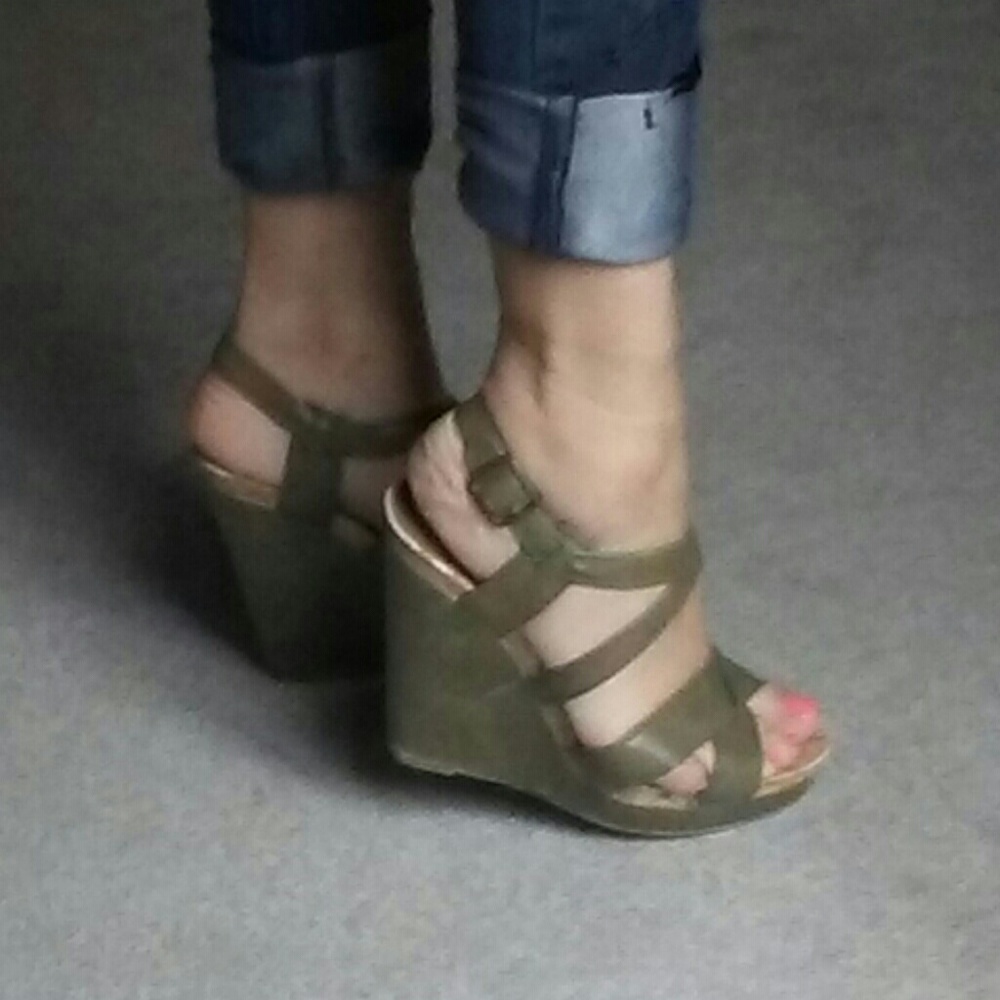 Green Wedge Sandals