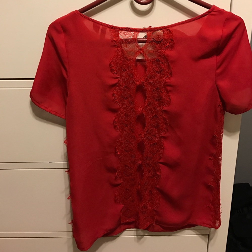 Lace back blouse