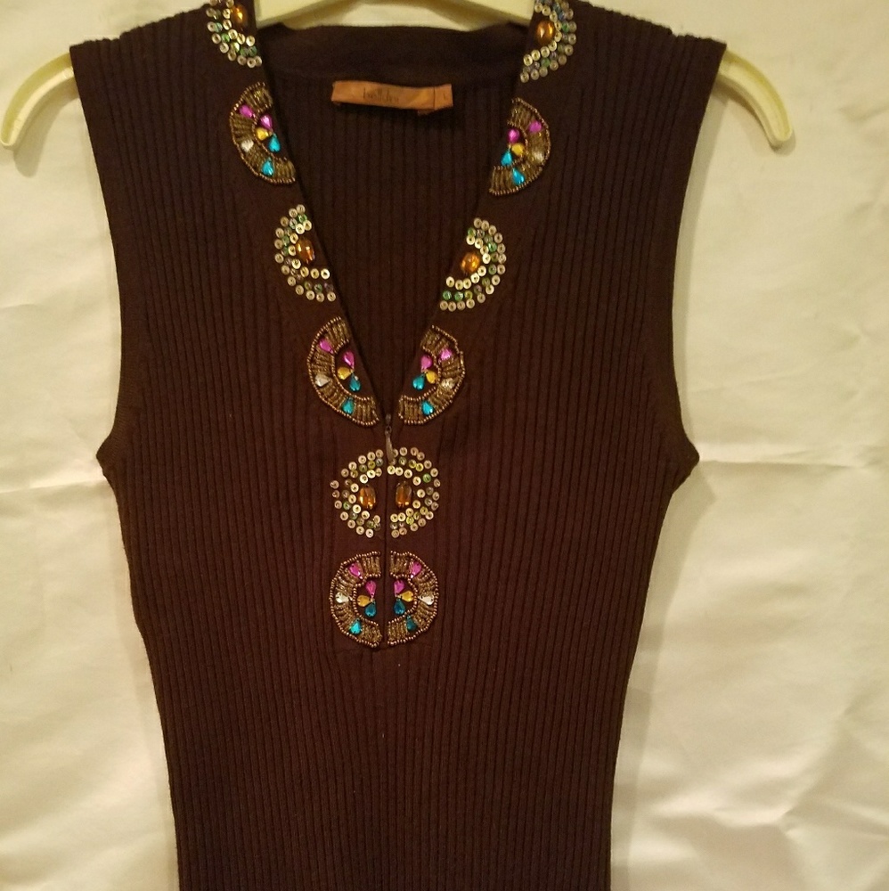 Bellini Sleeveless Ribbed Knit Sweater Sz..L