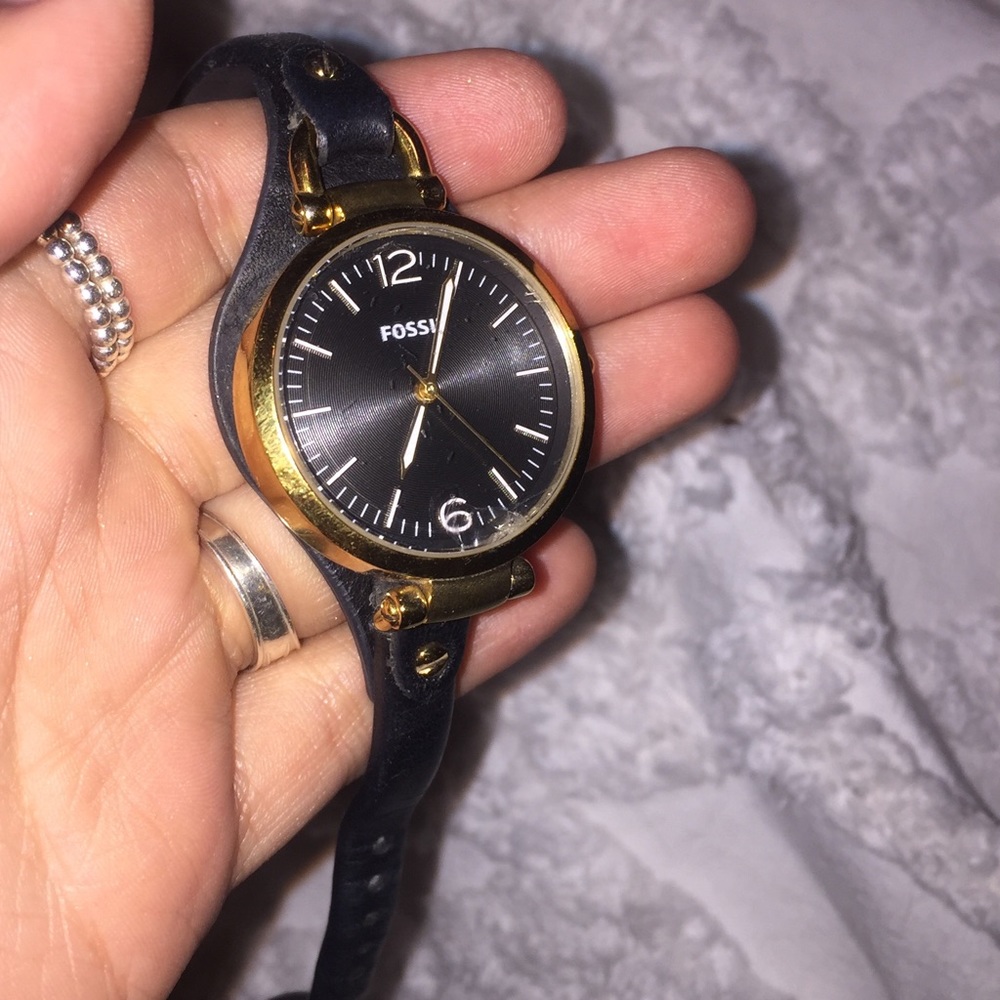 Fossil Black Leather strap Watch