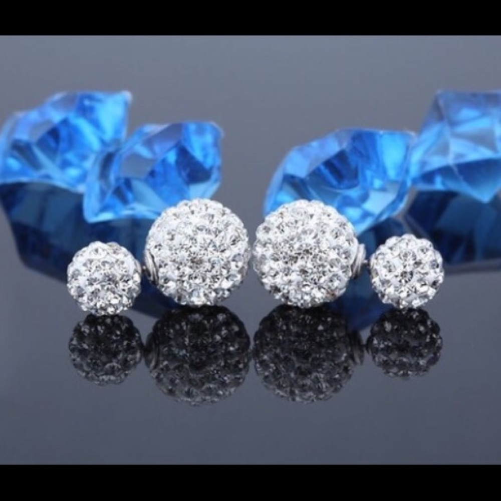 Elegant Sterling Silver Crystal Ball Earrings