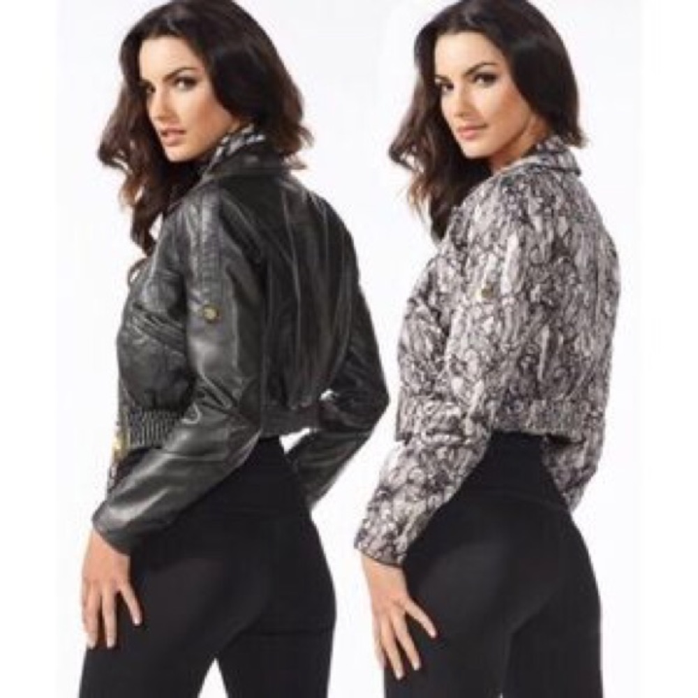 Bebe Grey Satin Quilted Bomber Jacket