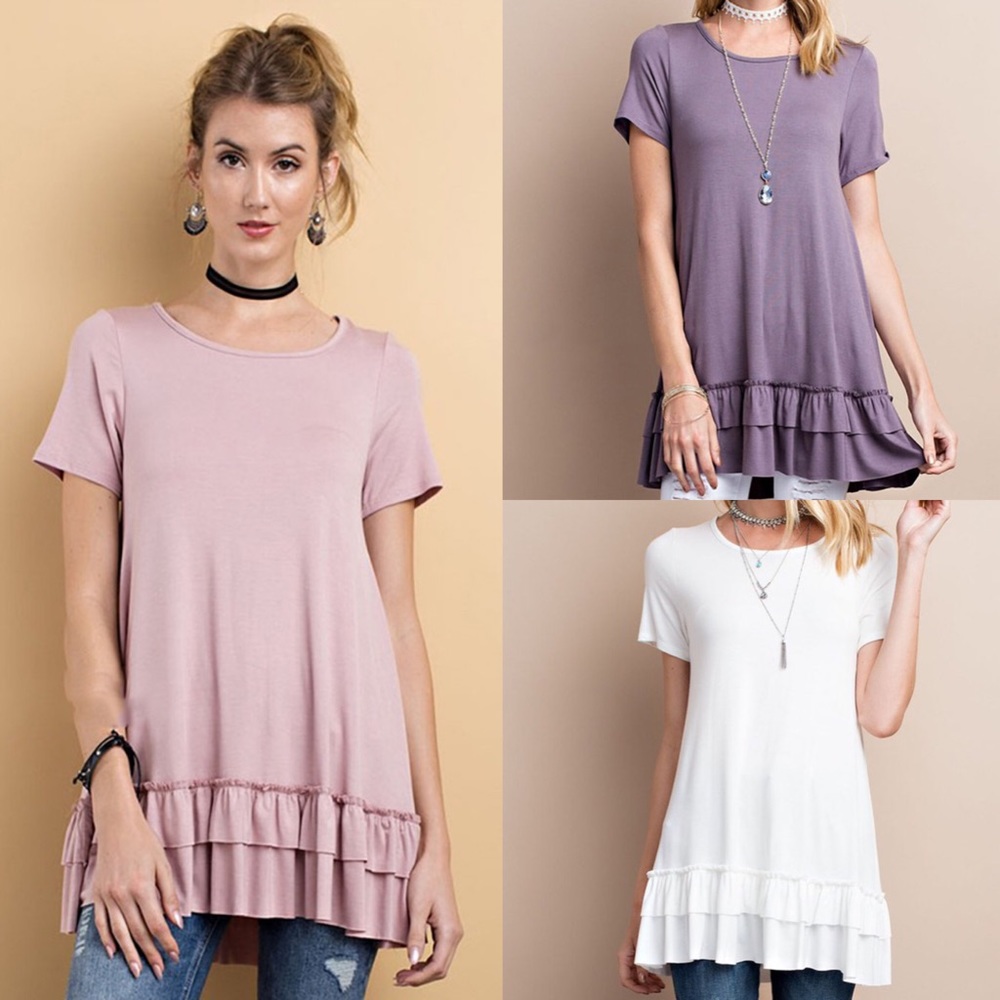 🆕ISABELLA loose fit ruffle tunic top - L. PURPLE - Picture 2 of 3