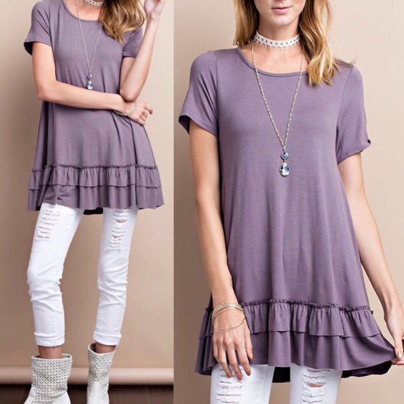 Bellanblue Tops - 🆕ISABELLA loose fit ruffle tunic top - L. PURPLE
