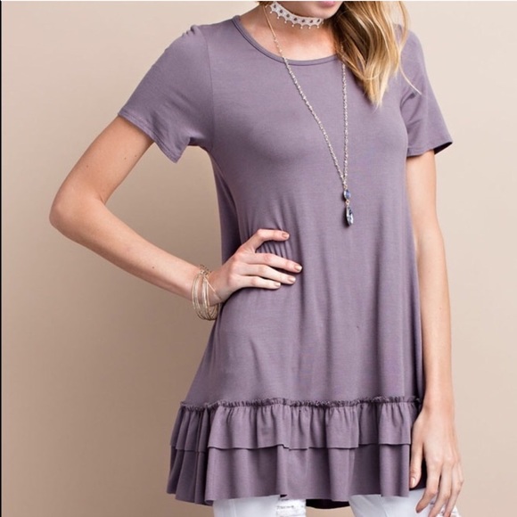 🆕ISABELLA loose fit ruffle tunic top - L. PURPLE - Picture 3 of 3