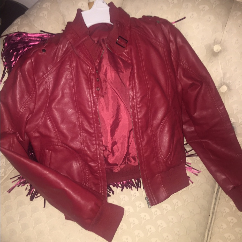 Red leather jacket
