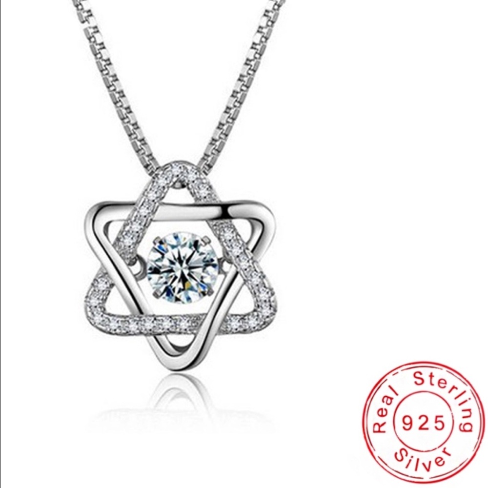 Star of David 925 Silver Crystal Pendent Necklace - Picture 2 of 6