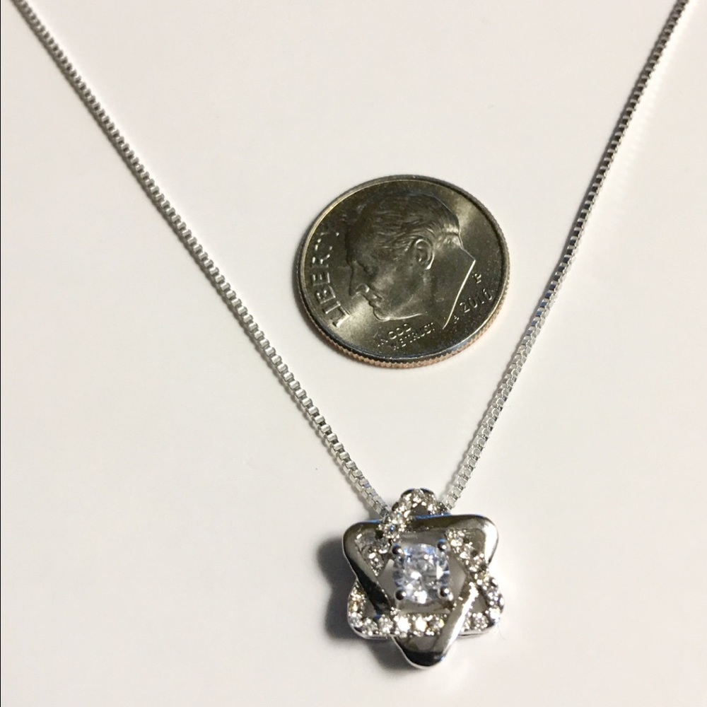 Star of David 925 Silver Crystal Pendent Necklace - Picture 3 of 6