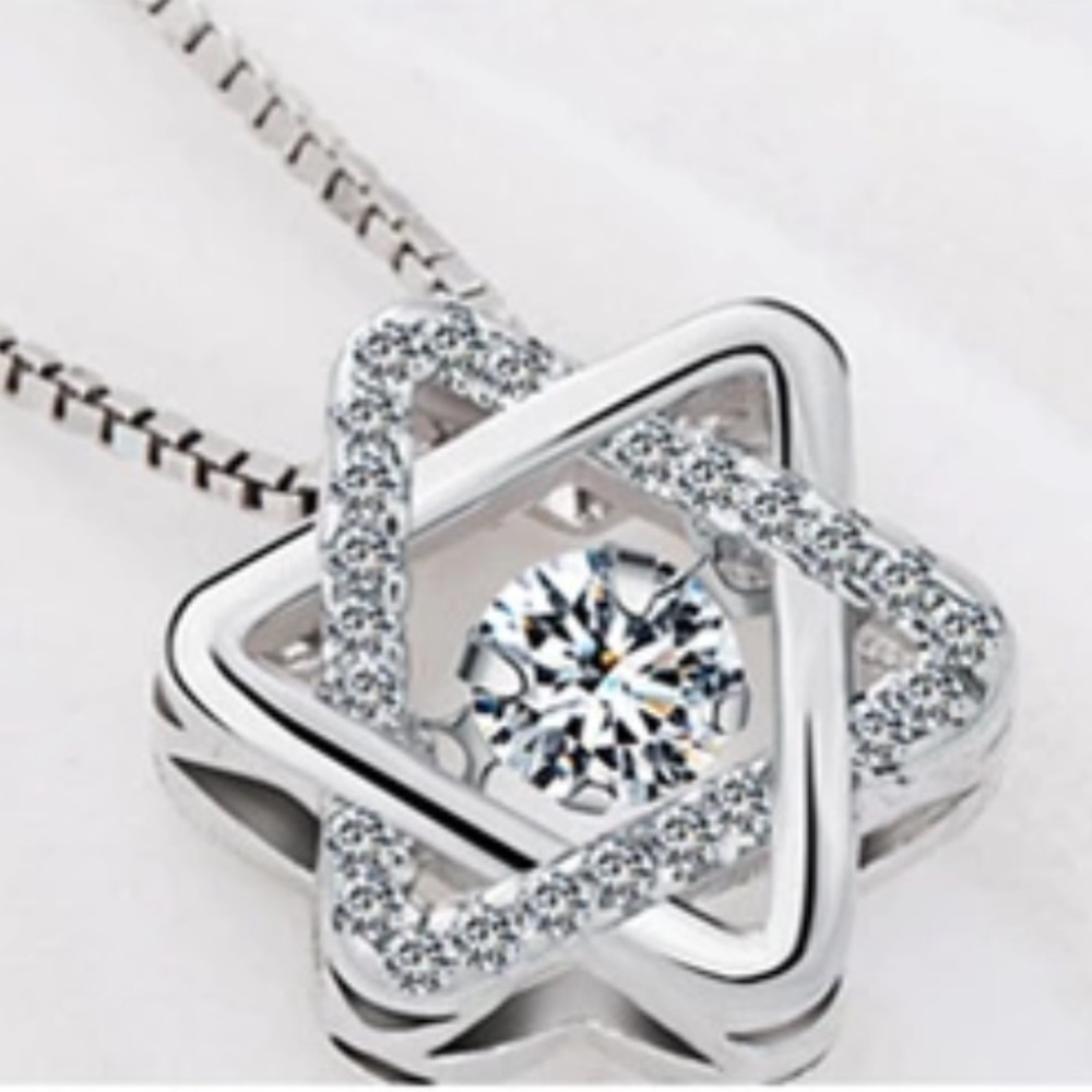 Star of David 925 Silver Crystal Pendent Necklace - Picture 4 of 6