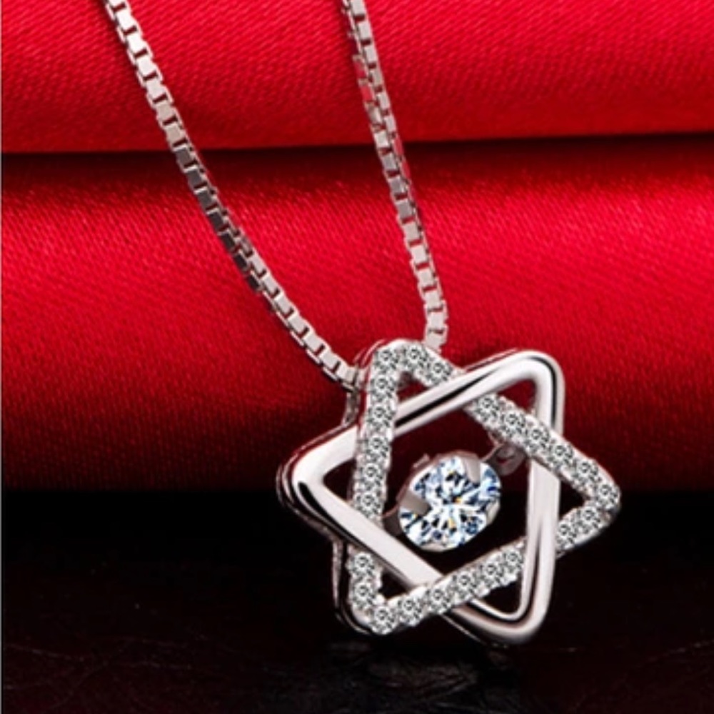 Star of David 925 Silver Crystal Pendent Necklace - Picture 6 of 6