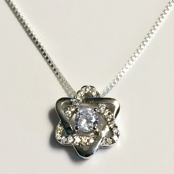 Star of David 925 Silver Crystal Pendent Necklace - Picture 5 of 6