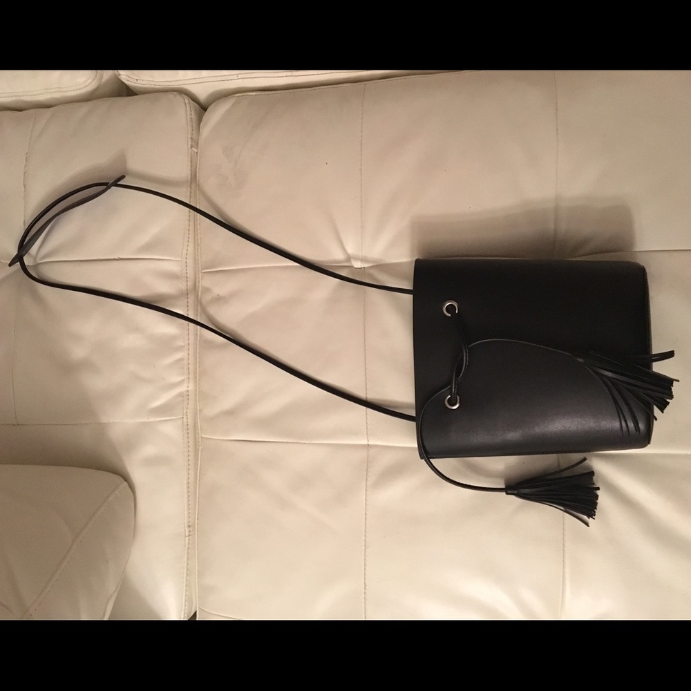 Black leather-like bucket-bag!
